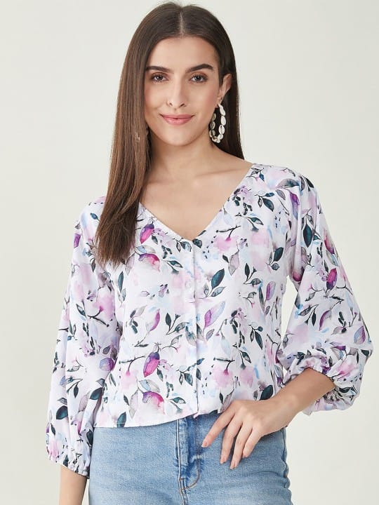 Floral Printed Puff Sleeve Top
