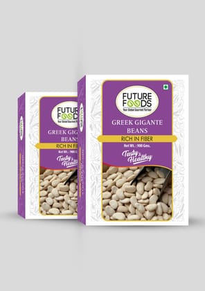 Future Foods Greek Gigante Beans | Double Butter Beans | Protein Rich | Good Source of Soluble Fiber & Vitamin A | Sweet & Mild Taste | Meaty Texture | Gluten Free | Low in Fat Content | 900g (Pa