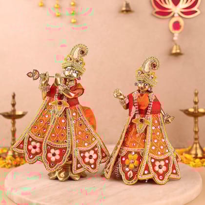 Madhur Leela Orange Lehenga Dhoti with Patka & Shringar Set-3 inch / Orange