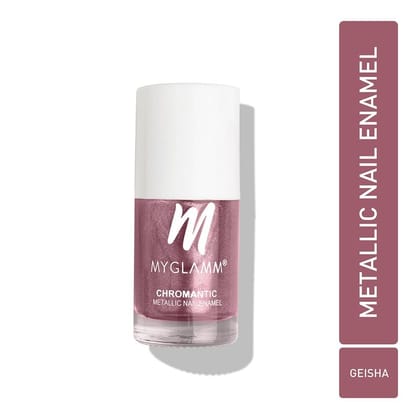MyGlamm Chromantic Metallic Nail Enamel - Geisha (Dark Pink Shade) | Chamical Free, Chrome Finish & Long Lasting Nail Polish (10ml)