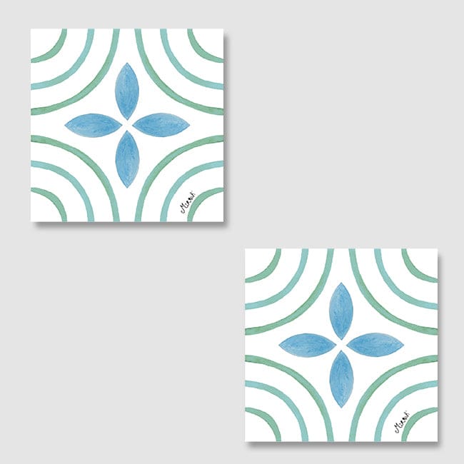 White Aqua Morocco Square Acrylic Coasters - Set of 2