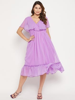Self Design Georgette Midi Wrap Dress