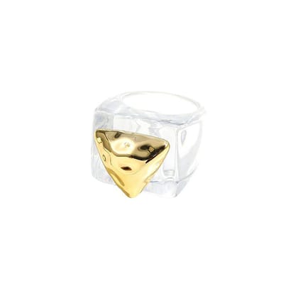 Dual Heart  Triangle Cone Ball Gold multicolor Retro Neon Ring For Women-6