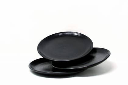 Kitchenwala Decorative Serving Plates Black Colour (Set of 3)