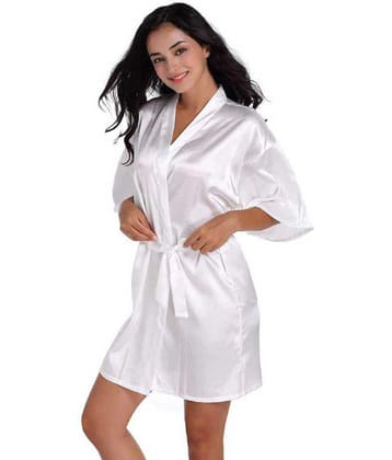 CELOSIA Satin Robes - White Single - Free Size