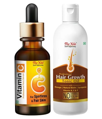 The Nile Professional Vitamin C Face Serum + Hair Growth Tonic 100 ML Face Serum 130 mL Pack of 2