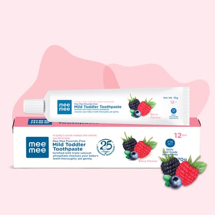 Mee Mee Fluoride-Free Mild Toddler Toothpaste with Triple Calcium (Berry Flavour, 70gms)