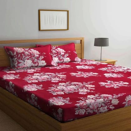 Cotton Blend Elastic Fitted King Bedsheet with 2 Pillow Covers (BUY1 GET1 FREE)
