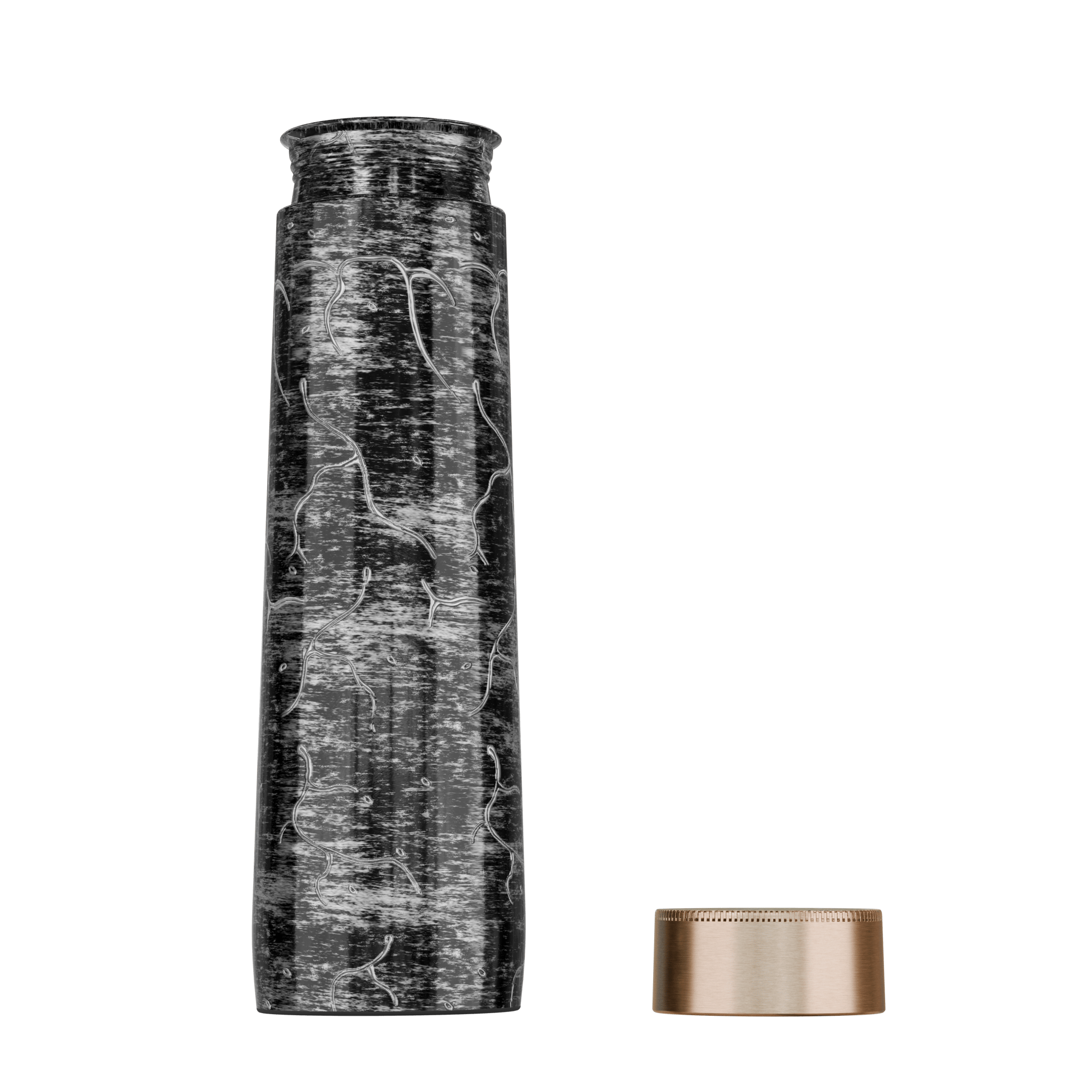 Pure Copper Elegant 1000 ml Premium Coated Water Bottles (Silver Black Abstract, 1000 Ml) (Copy)-Silver