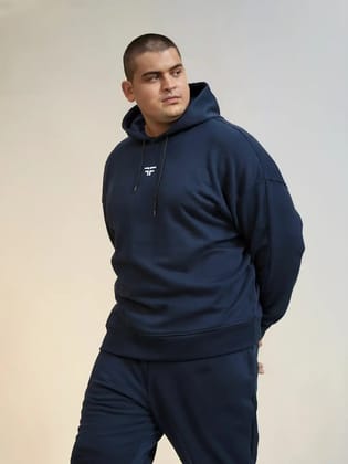 || PLUS SIZE NAVY THERMAL CO-ORD SET (HOODIE & JOGGER COMBO) ||-X-Large