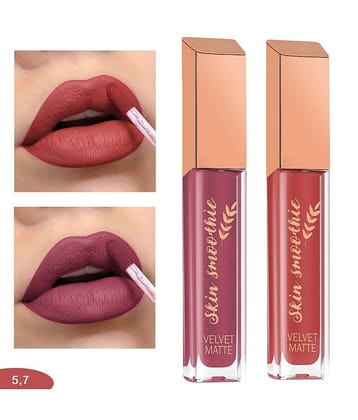 SKIN SMOOTHIE Matte Liquid Lipstick Set, Long Lasting & Waterproof, 3ml each, (Pack of 2)