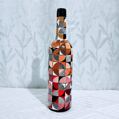 Hand painted Bottleart with Abstract patterns - Bottles & Brushes