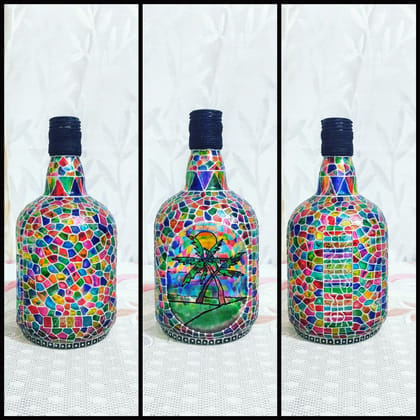 Hand painted Multicolour Bottleart Lamp - Bottles & Brushes