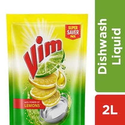 Vim Dishwash Liquid Lemon Pouch 2 ltr