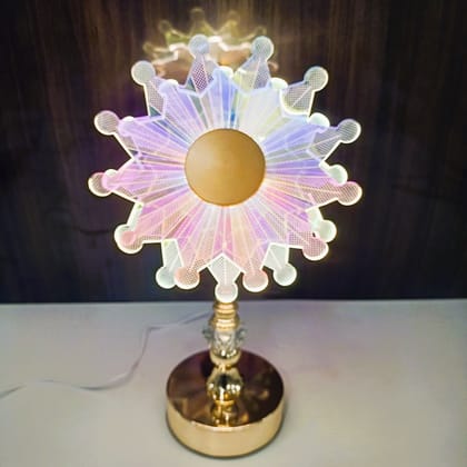 ARTISTIC SUNFLOWER HIGHLIGHTING LAMP-Acrylic  Colour | Chargeable | Multi Colour Display / Metal | Acrylic | Gloss Finish / H: 13.5 | L: 8.5 | W: 3 (Inch)