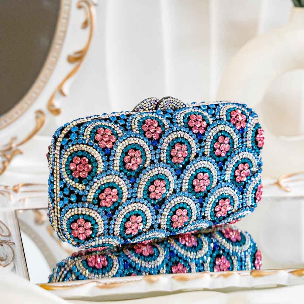 Blazzing Blue Crystal Clutch Bag