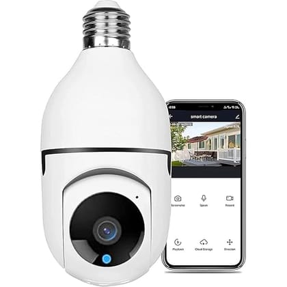 SMARTCAM Wi-Fi Full Ultra HD CCTV Wireless Bulb Shape Camera 1080p V380 Pro Indoor 360 Smart Home Security Camera 24x7 Continuous Recording with Motion Sensor