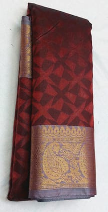 AFSARA SAREES Traditional Kota silk Saree With Blouse Piece (Red and Black)