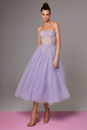 Lavender Strapless Puffy Dress-XXS