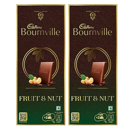 Cadbury Bournville Fruit & Nut Dark Chocolate Bar, 2x80 g Multipack