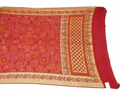 Bandhani Dupatta All Red Color Khadi Jari Banarasi Georgette  Dupatta  by KalaSanskruti Retail Private Limited