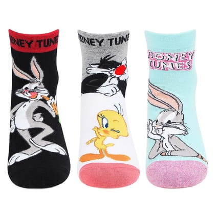Looney Tunes Multicolored Ankle- Length  Socks For Girls - Pack Of 3