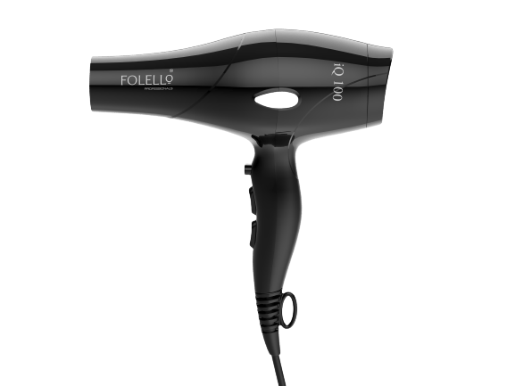 iQ 100- FOLELLO Professional Hair Dryer with AC Motor – Lightweight & Stylish Hair Dryer for both Men & Women, Cool Shot Button for Quick Drying, Black