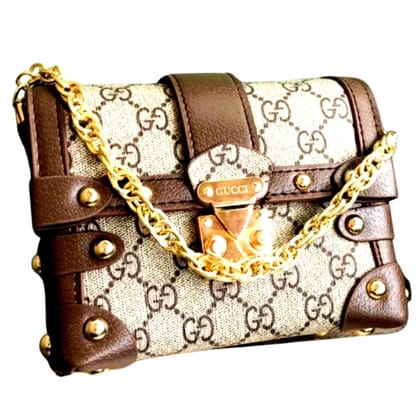 Casual Clutch Chain Strap Sling Handbag For Women-Brown