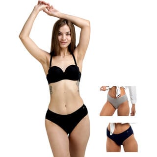 Ashleyandalvis Bamboo Micro Modal, Anti Bacterial, Skinny Soft, Premium Hipster Women Hipster Black, Grey, Dark Blue Panty (Pack Of 3 )