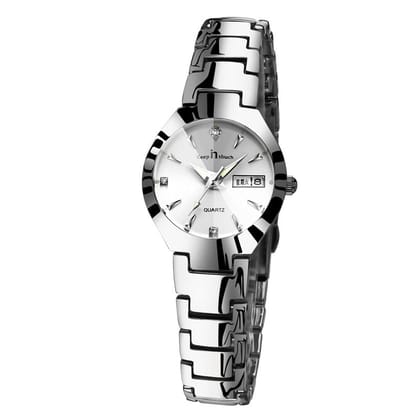 Luminous watch couple watch calendar quartz watch-Silver / Female