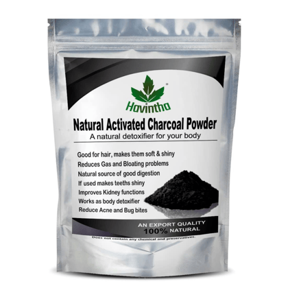 Havintha 100% Natural Activated Charcoal Powder for Skin, Face Pack, Removes Dead Skin and Natural Detoxifier for Your Body, 100 g-Pack of 2