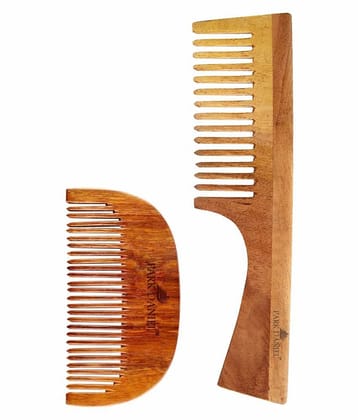 Park Daniel  Beard  & Neem Wooden Comb Fine Tooth Rattail Comb Pack of 2