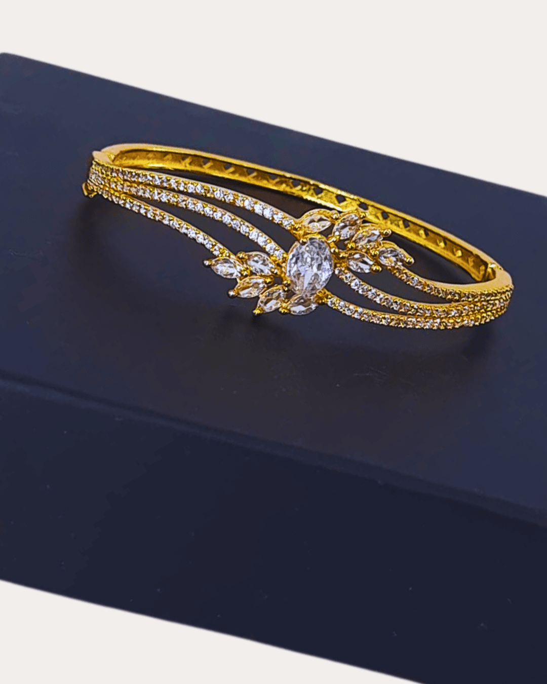 Ad Stone Fitted Adjustable Gold Plated  Bangle