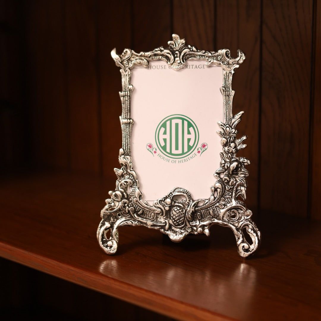 Decorative Silver Plated Designer Photo Frame | Luxury Wedding Gifting | Luxury Home Decor-Silver Finish