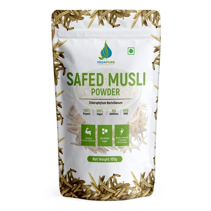 VEDAPURE NATURALS Pure & Natural Safed Musli Powder Supports Vigor & Vitality - 100gm