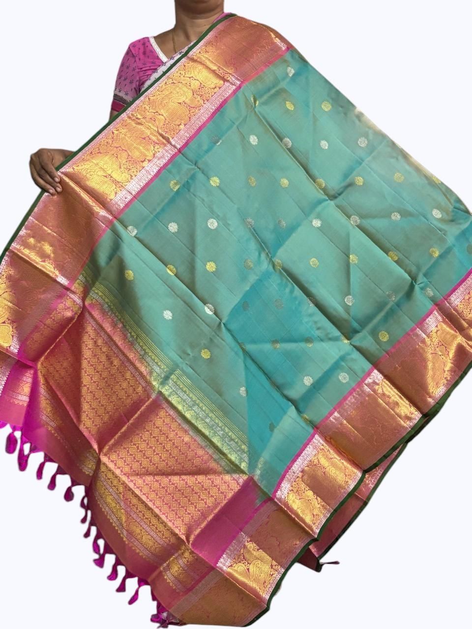 Kanchi Pattu Dupatta Green Yellow
