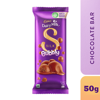 Cadbury Dairy Milk Silk Bubbly Chocolate Bar, 50 G(Savers Retail)