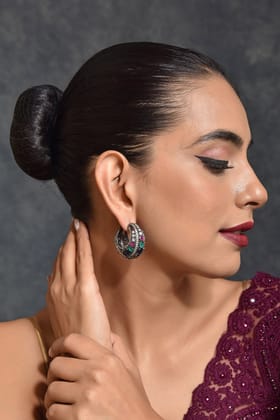 Pirani Multicolour Silver Plated Zirconia Hoop Earrings-Zirconia
