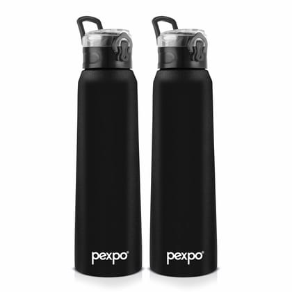 PEXPO Stainless Steel Sipper Water Bottle | 1000ml, Pack of 2, Knight Black, Vertigo | Eco-Friendly Water Bottle Suitable For Adults & Kids