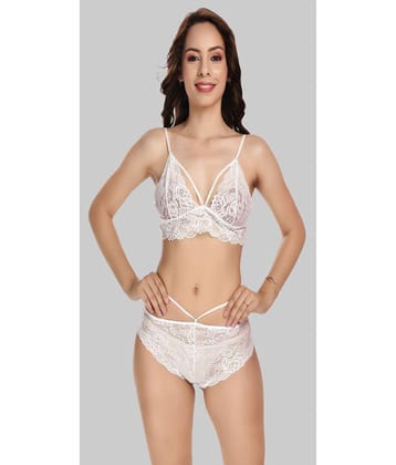 Elina - White Net Womens Nightwear Baby Doll Dresses With Panty ( Pack of 1 ) - None