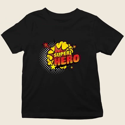 KIDS TEE SUPER HERO-Black / 0-12 M (20")