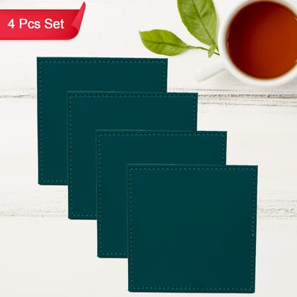 Square Tea Coaster - Dining Table Decor Accessories - Coaster for Dining Table for Hot Pots Coasters for Cups Durable and Long-Lasting, Leather Coffee Table for Home or Office Use (1 pc & 4 pc)-4 pc