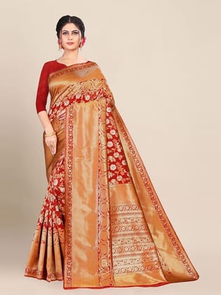 Floral Woven Design Zari Banarasi Saree