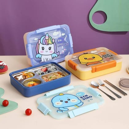 Magical Cartoon Stainless Steel 4 Compartment Lunch box-Unicorn