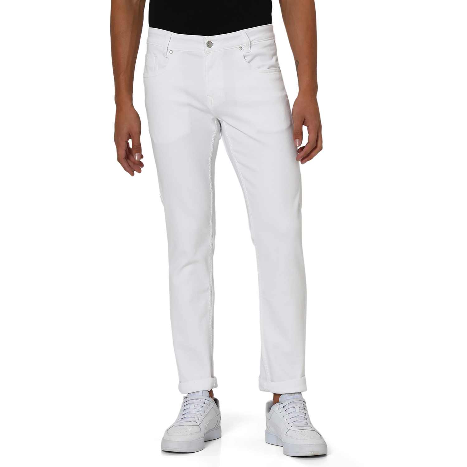 Mufti White Super Slim Fit Denim Deluxe Stretch Jeans