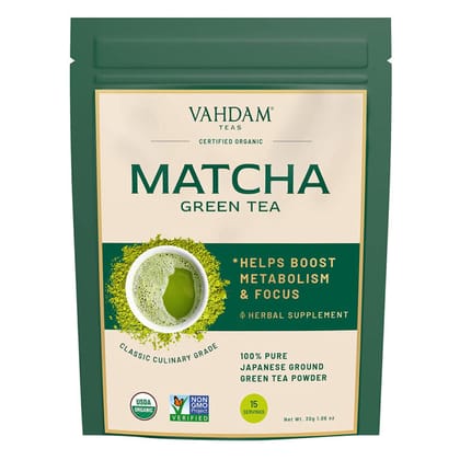 VAHDAM - Certified Japanese Matcha Green Tea Powder - 50 gm (25 Servings)