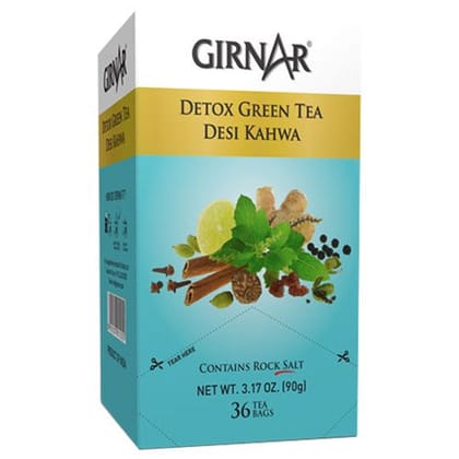 Girnar Green Tea - Detox, Desi Kahwa, 90 gm (36 Bags x 2.5 gm Each)