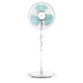 Bajaj Armor Series Fuzion 400mm Pedestal Fan for Home Dura Breeze Pro Technology 3 Years Comprehensive Warranty Surge Protection 100% Copper Motor High Air Delivery - White BlueTint
