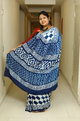 Moonlit Charm-Modal Silk / Blue / Ajrakh Modal Silk