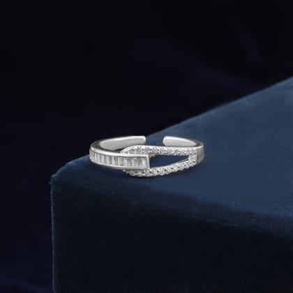 Zircon Baguette Interlocked Cuff-ring